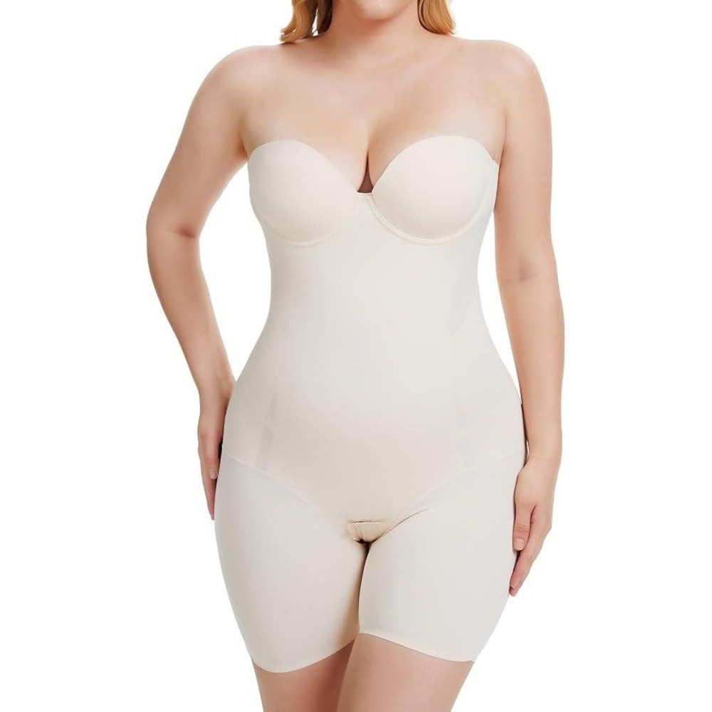 MSRP $83 Decorus Women's XL Beige Strapless Shapewear Bodysuit Tummy